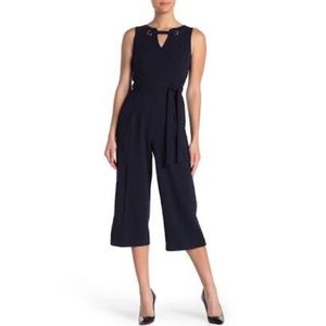 TOMMY HILFIGER Navy Sleeveless Cropped Jumpsuit